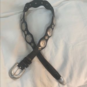 Cole Haan black and silver leather belt size 75
